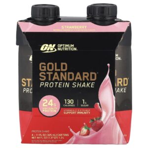 Optimum Nutrition Shake Proteico Gold Standard® Morango 4 Caixas 325 ml (11 fl oz) Cada