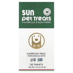 Sun Chlorella Sun Pet Treats™ Chlorella e Eleutero Para Cães e Gatos 120 Comprimidos