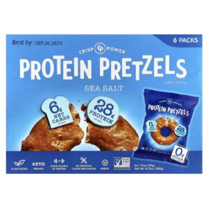 Crisp Power Pretzels de Proteína Sal Marinho 6 Sacos 50 g (175 oz) Cada
