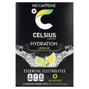 Celsius Live Fit Hidratação Eletrólitos Essenciais Sem Cafeína Limão Siciliano e Limão Taiti 14 Bastões de Hidratação em Pó 741 g (026 oz) Cada