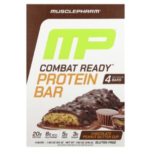 MusclePharm Barra de Proteína Combat Pronto™ Tortinhas de Manteiga de Amendoim com Chocolate 4 Barras 54 g (19 oz) Cada