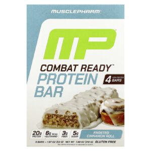 MusclePharm Barra de Proteína Combat Pronto™ Rolo de Canela Congelado 4 Barras 53 g (187 oz) Cada