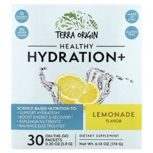 Terra Origin Healthy Hydration+ Limonada 30 Embalagens para Qualquer Lugar 58 g (020 oz) Cada