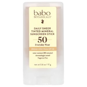 Babo Botanicals Protetor Solar Mineral com Cor da Daily Sheer em Bastão FPS 50 Sem Perfume 17 g (06 oz)