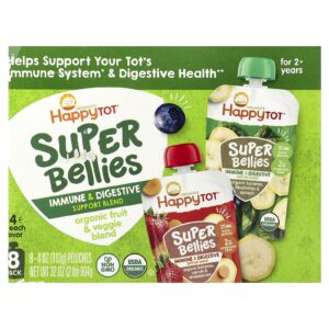 Happy Family Organics Happy Tot® Super Bellies™ Para Maiores de 2 Anos Mistura de Frutas e Vegetais Orgânicos Embalagem Variada 8 Unidades 113 g (4 oz) Cada