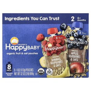 Happy Family Organics Happy Baby® 6+ Months Organic Fruit & Oat Variety Pack 8 Pack 4 oz (113 g) Each