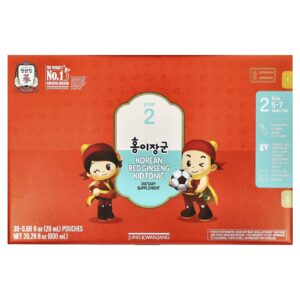 JungKwanJang Tônico Infantil de Ginseng Vermelho Coreano Etapa 2 Crianças de 5 a 7 Anos 10 Sachês 20 ml (068 fl oz) Cada