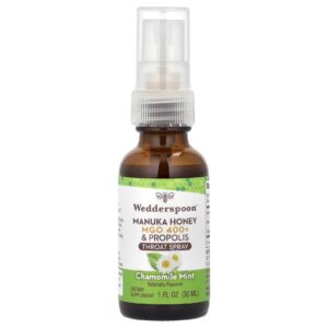 Wedderspoon Mel de Manuka e Própolis Spray para Garganta Camomila e Menta MGO 400+ 30 ml (1 fl oz)