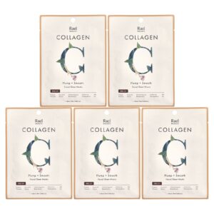 Rael Beauty Máscaras Faciais de Beleza Facial de Colágeno 5 Folhas 25 ml (084 fl oz) Cada
