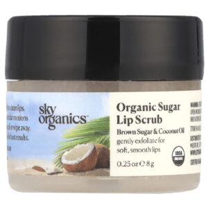 Sky Organics Esfoliante Labial de Açúcar Orgânico Açúcar Mascavo e Óleo de Coco 8 g (025 oz)