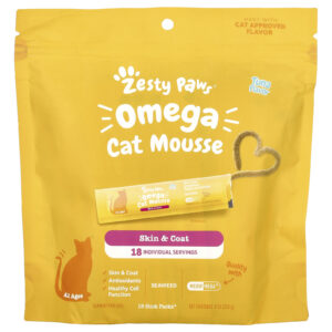 Zesty Paws Omega Cat Mousse Para Gatos Atum 18 Embalagens 252 g (9 oz)