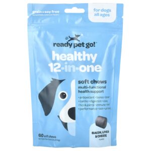 Ready Pet Go 12-Em-Um Saudável Para Cães Todas as Idades Bacon Fígado e Queijo 60 Cápsulas Mastigáveis 240 g (85 oz)