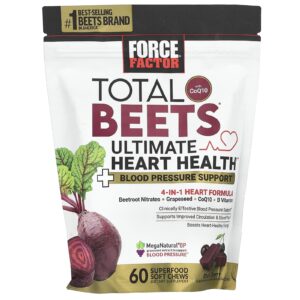 Force Factor Total Beets® com CoQ10 para a Saúde Definitiva do Coração Cereja Negra 60 Cápsulas Mastigáveis de Superalimentos