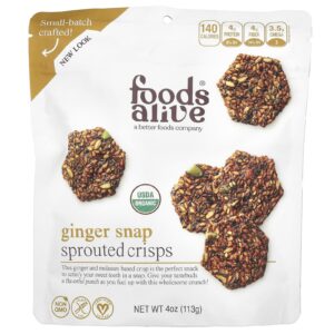 Foods Alive Sprouted Crisps Gengibre Snap 113 g (4 oz)