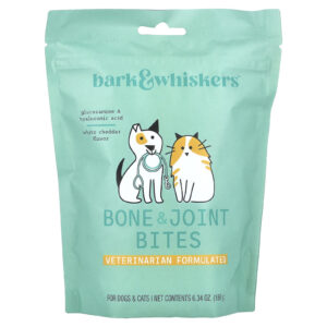 Dr. Mercola Bark & Whiskers™ Bites para Ossos e Articulações Para Cães e Gatos Cheddar Branco 180 g (634 oz)