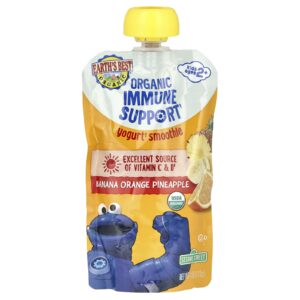 Earths Best Organic Immune Support Yogurt Smoothie Ages 2+ Banana Orange Pineapple 4 oz (113 g)