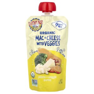 Earths Best Macarrão Orgânico + Purê de Vegetais Acima de 9 Meses Macarrão e Queijo com Vegetais 113 g (4 oz)