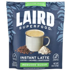 Laird Superfood Latte Instantâneo Café + Creme + Adaptogênicos Açúcar Redutor 227 g (8 oz)