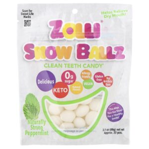 Zollipops Snow Ballz da Zolli® Hortelã-Pimenta Naturalmente Forte Aprox. 22 Unidades 88 g (31 oz)