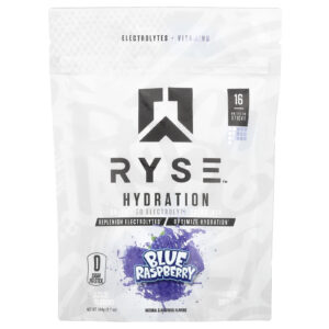 RYSE Hidratação Mistura para Bebida de Eletrólitos para Qualquer Lugar Framboesa Azul 16 Bastões 65 g (023 oz) Cada
