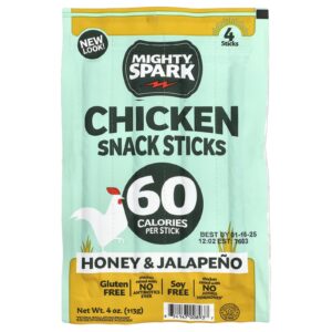 Mighty Spark Sticks para Lanche de Frango Mel e Jalapeño 4 Bastões