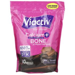 Viactiv Fortalecimento de Cálcio + Ossos Fórmula Máxima Chocolate ao Leite 180 Cápsulas Mastigáveis