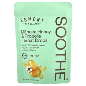 Egmont Honey Gotas de Mel de Manuka e Própolis para a Garganta UMF™ 15+ 15 Unidades 90 g (317 oz)