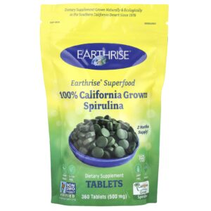 Earthrise Espirulina 100% Cultivada na Califórnia 500 mg 360 Comprimidos