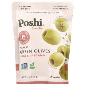 Poshi Lanches Azeitonas Verdes Premium Pimenta e Orégano 30 g (11 oz)