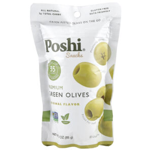 Poshi Snacks Azeitonas Verdes Premium Original 85 g (3 oz)