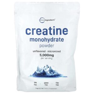 Micro Ingredients Creatina Mono-Hidratada em Pó Sem Sabor 1 kg (22 lb)