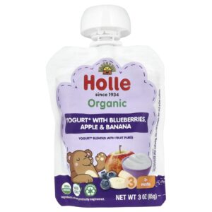 Holle Iogurte Orgânico com Mirtilos Maçã e Banana A partir de 8 Meses 85 g (3 oz)