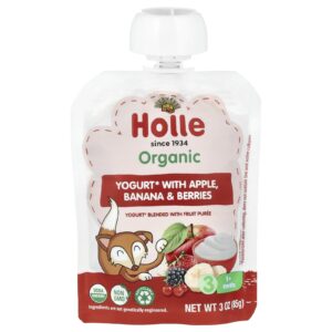 Holle Iogurte Orgânico com Maçã Banana e Frutos Silvestres Mais de 8 Meses 85 g (3 oz)