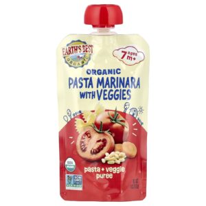 Earths Best Macarrão Orgânico + Purê de Vegetais Acima de 7 Meses de Idade Marinara com Vegetais 113 g (4 oz)
