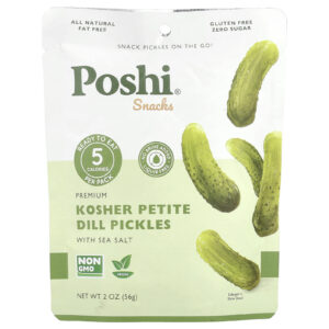 Poshi Lanches Picles e Endro Petite Kosher Premium com Sal Marinho 56 g (2 oz)
