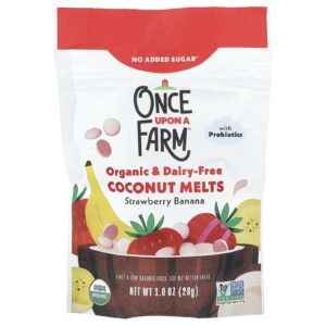 Once Upon A Farm Melaleuca de Coco Orgânico Bebê Banana e Morango 28 g (1 oz)