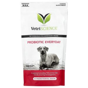 VetriScience Probiótico Diário Para Cães 120 Cápsulas Mastigáveis de Tamanho Grande 360 g (127 oz)