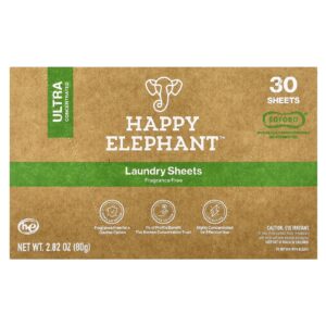 Happy Elephant Lenços para Lavar Roupa Sem Perfume 30 Lenços 80 g (282 oz)
