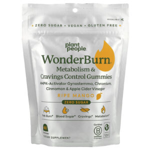 Plant People WonderBurn® Gomas para Controle do Metabolismo e da Fome Manga Madura 60 Gomas