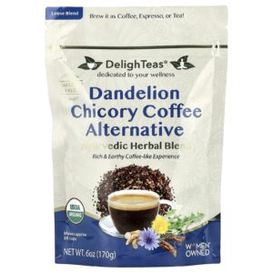 DelighTeas Mistura de Ervas Ayurvédicas Alternativa de Café com Dente-de-Leão e Chicória Sem Cafeína 170 g (6 oz)