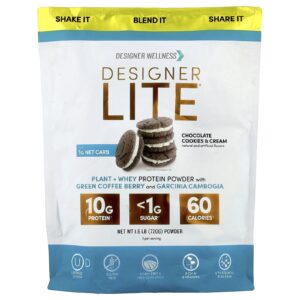 Designer Wellness Designer Lite® Planta + Proteína Whey em Pó Cookies de Chocolate e Creme 720 g (16 lb)