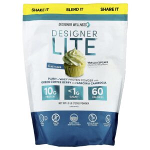 Designer Wellness Designer Lite® Planta + Proteína Whey em Pó Bolinho de Baunilha 720 g (16 lb)