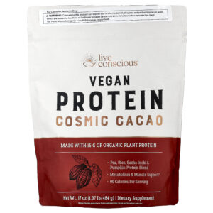 Live Conscious Proteína Vegana Cacau Cósmico 484 g (107 lb)