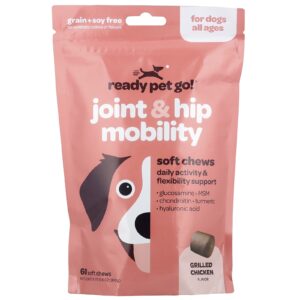 Ready Pet Go Mobilidade das Articulações e do Quadril Para Cães Todas as Idades Frango Grelhado 60 Cápsulas Mastigáveis 300 g (106 oz)