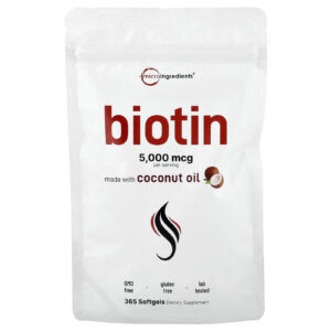 Micro Ingredients Biotina 5.000 mcg 365 Cápsulas Softgel