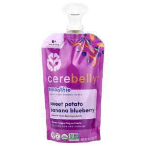 Cerebelly Smoothie Purê Orgânico sem Laticínio A partir de 6 Meses Batata-Doce Banana e Mirtilo 113 g (4 oz)