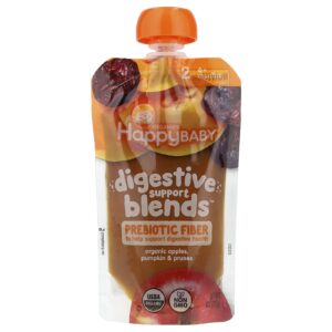 Happy Family Organics Happy Baby® Digestive Support Blends™ A partir de 6 Meses Maçãs Orgânicas Abóbora e Ameixas 113 g (4 oz)