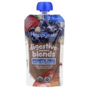 Happy Family Organics Happy Baby® Digestive Support Blends™ A partir de 6 Meses Pera Orgânica Mirtilo Morango e Aveia 113 g (4 oz)