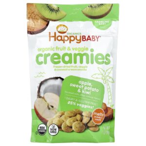 Happy Family Organics Happy Baby Cremosos de Frutas e Vegetais Orgânicos Bebê engatinha Maçã Batata-Doce e Kiwi 28 g (1 oz)