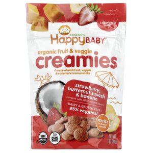 Happy Family Organics Happy Baby Cremosos de Frutas e Vegetais Orgânicos Bebê engatinha Morango Abóbora-Menina e Banana 28 g (1 oz)
